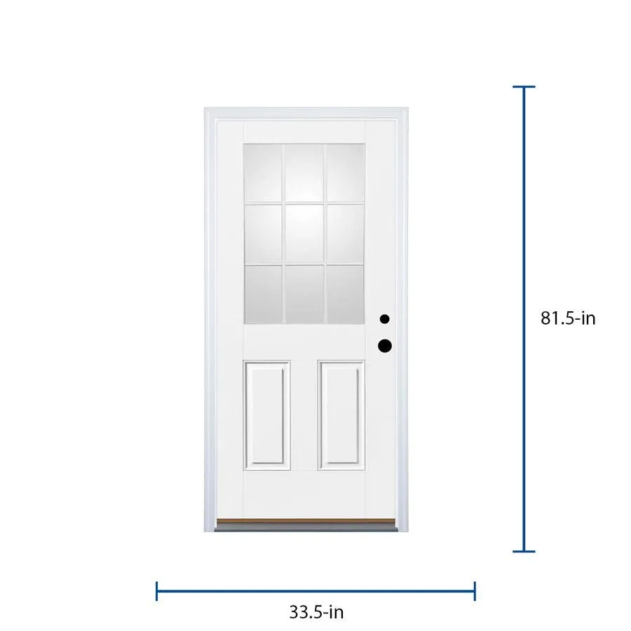 Therma-Tru Benchmark Doors 32-in x 80-in Fiberglass Half-Lite Left-Hand Inswing Ready-to-Paint Unfinished Prehung Front Door with Brickmould, photo 3 of 12