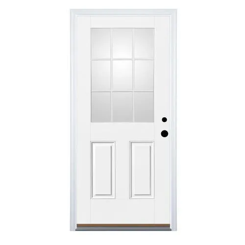 Therma-Tru Benchmark Doors 32-in x 80-in Fiberglass Half-Lite Left-Hand Inswing Ready-to-Paint Unfinished Prehung Front Door with Brickmould, photo 4 of 12