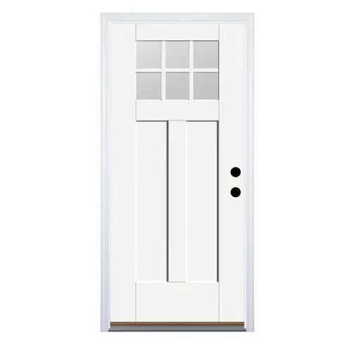 Therma-Tru Benchmark Doors 36-in x 80-in Fiberglass Craftsman 6-Lite Left-Hand Inswing Ready-to-Paint Unfinished Prehung Single Front Door with Brickmould, photo 2 of 10