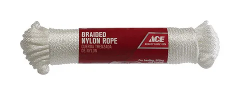 3/16 in deep · 100 ft long White Solid Braided Nylon Rope