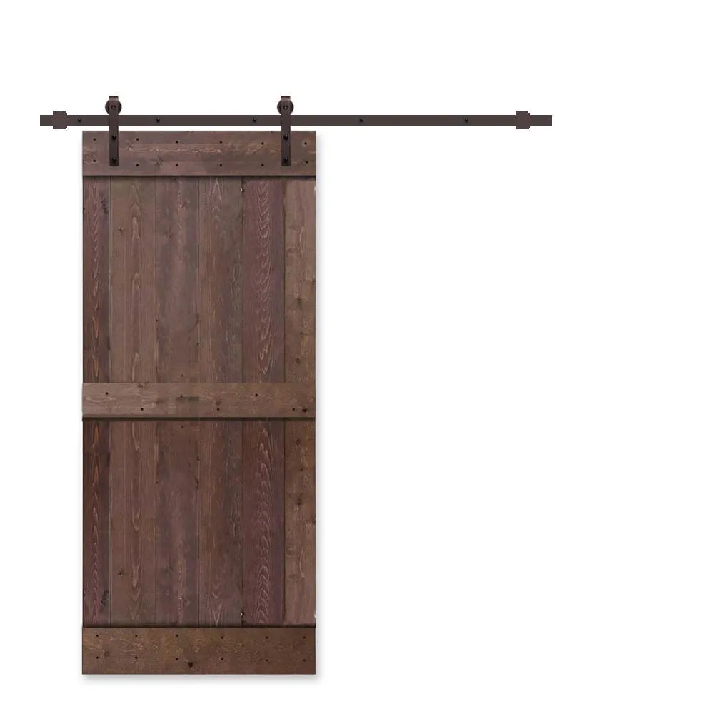 CALHOME 36 in. x 84 in. Mid-Bar White Knotty Pine Wood Interior Sliding Barn Door With Hardware Kit, photo 5 of 17