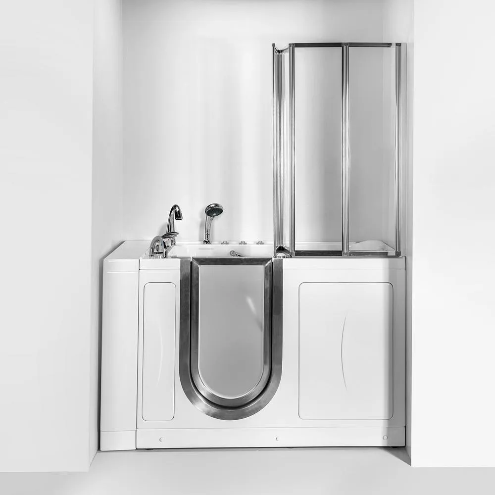 Ella Elite 52 in. Walk-In Whirlpool and Air Bath Bathtub, White, Left Door with Fast Fill Faucet, Dual Drain & Shower Screen, photo 8 of 16
