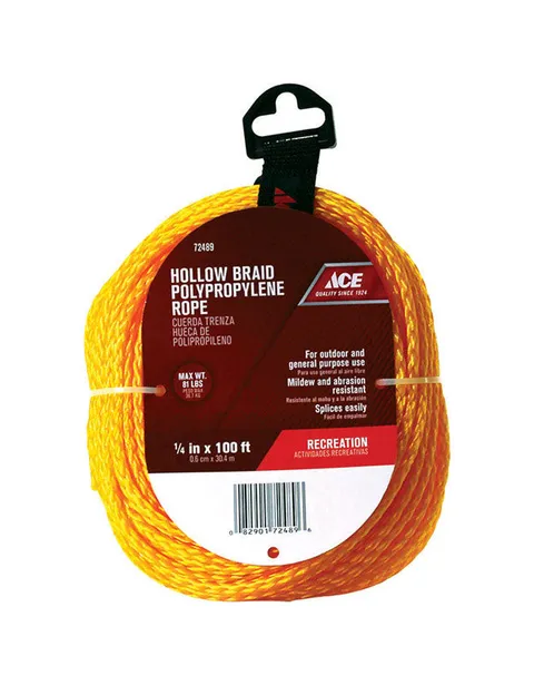 1/4 in × 100 ft Gold Hollow Braid Polypropylene Rope