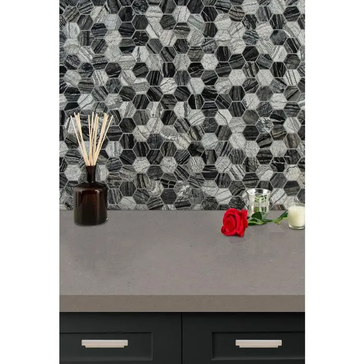 MSI Henley Hexagon 12 in. x 12 in. x 10 mm Textured Marble Mesh-Mounted Mosaic Tile (10 sq. ft. / case), photo 5 of 9
