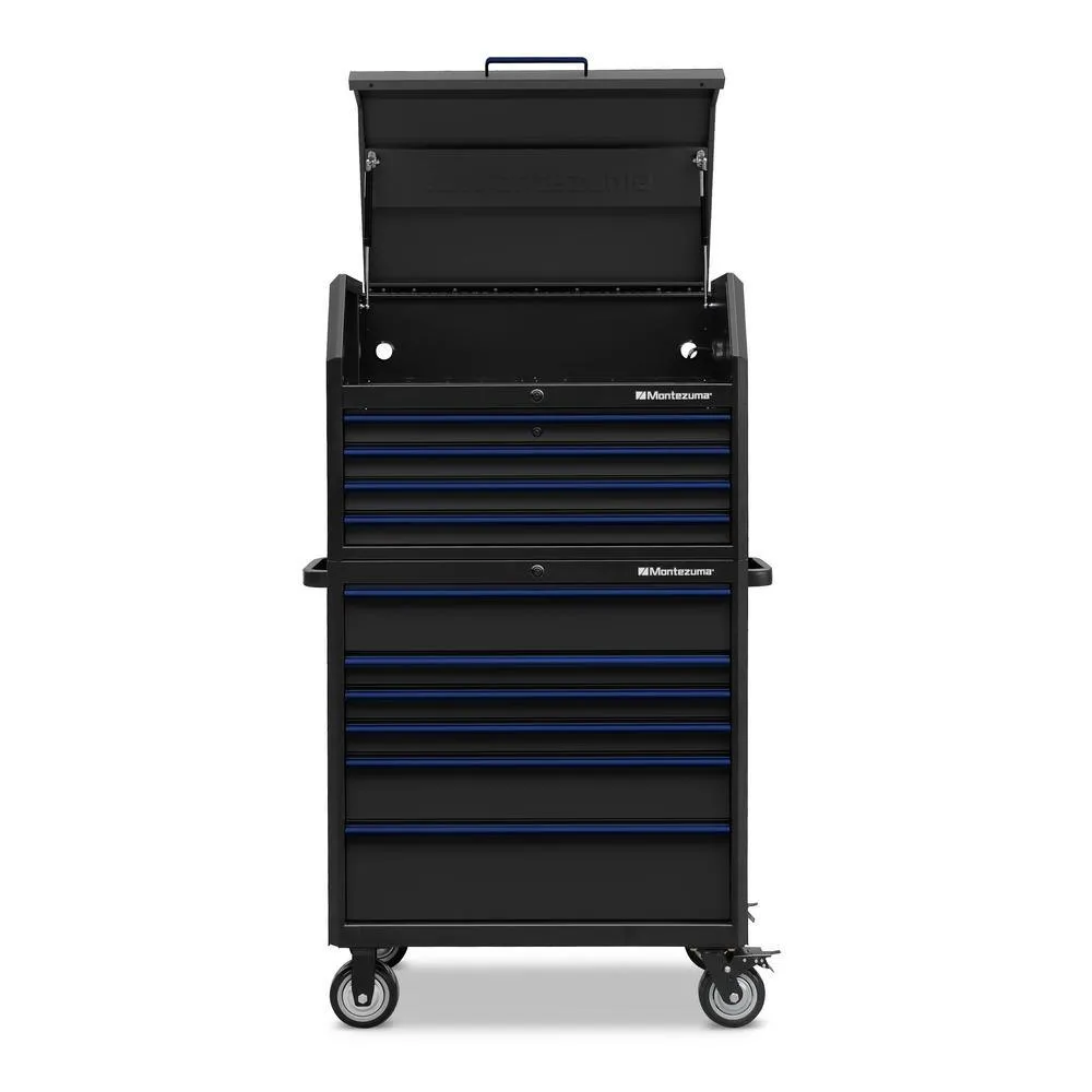 24 in. x 36 in. 10-Drawer Tool Chest and Cabinet Combo with Power and USB Outlets in Black and Blue, photo 4 of 15