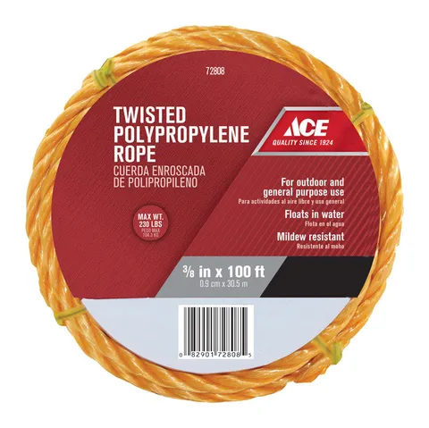 3/8 in. Dia x 100 ft Yellow Twisted Polypropylene Rope