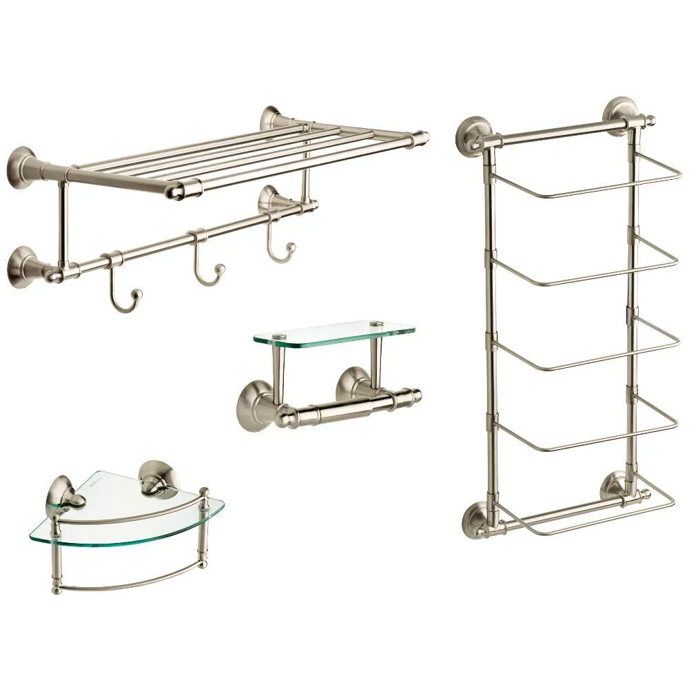 Delta 24 in. W Towel Shelf with 3-Towel Hooks in Brushed Nickel, photo 6 of 9