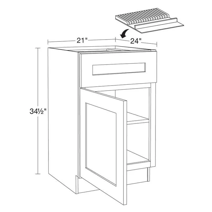 Home Decorators Collection Newport 21 in. W x 24 in. D x 34.5 in. H Assembled Plywood Base Kitchen Cabinet in Mythic Blue with Knife Block LH, photo 2 of 8