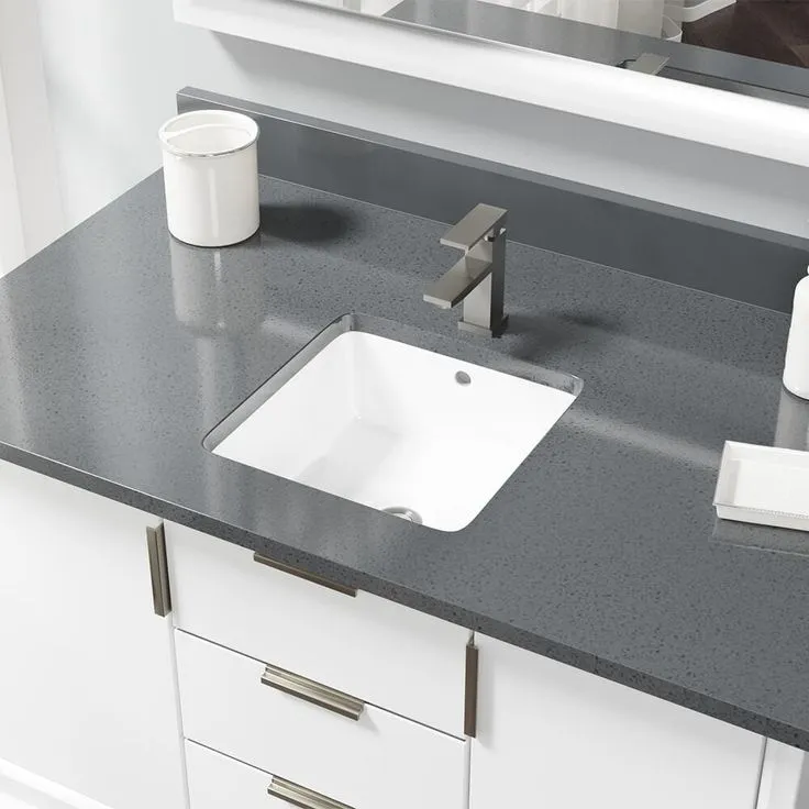 Rene 16 in. Undermount Bathroom Sink in White with Pop-Up Drain in Brushed Nickel, photo 2 of 4