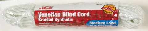 9/64 in deep · 48 ft long White Braided Nylon Cord