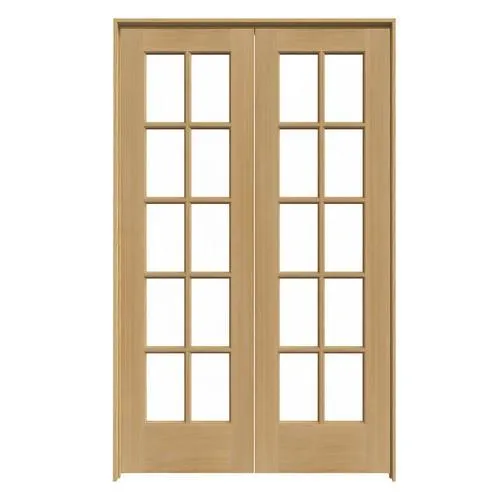 JELD-WEN 10 Lite Wood 48-in x 80-in Unfinished Clear Glass Unfinished Pine Wood Interior French Door (Hardware Included), photo 5 of 5