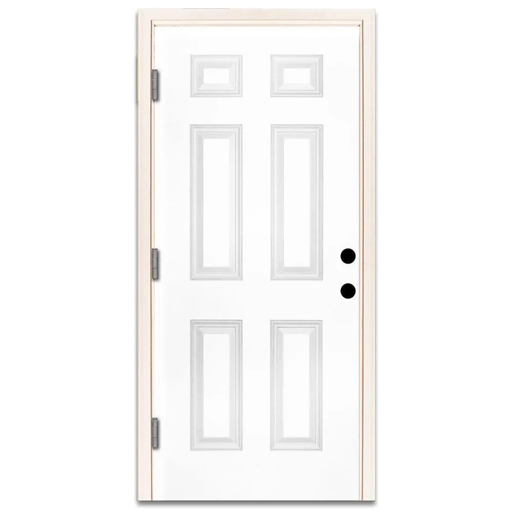 Steves & Sons 30 in. x 80 in. Premium 6-Panel Primed White Steel Prehung Front Door, Left-Hand Outswing, 4-9/16 in. Frame, photo 3 of 14
