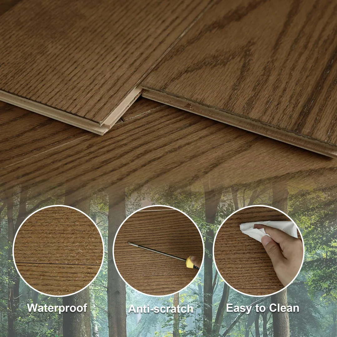Dexmalle Brown 0.59 in T x 47.64 in L x 6.5 in W Tongue and Groove Engineered Hardwood Flooring (10-Pack), photo 2 of 3