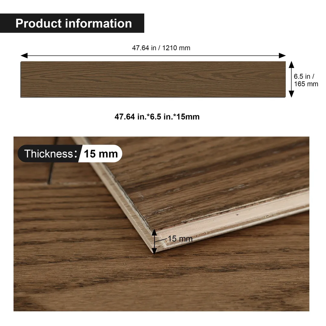 Dexmalle Brown 0.59 in T x 47.64 in L x 6.5 in W Tongue and Groove Engineered Hardwood Flooring (10-Pack), photo 3 of 3