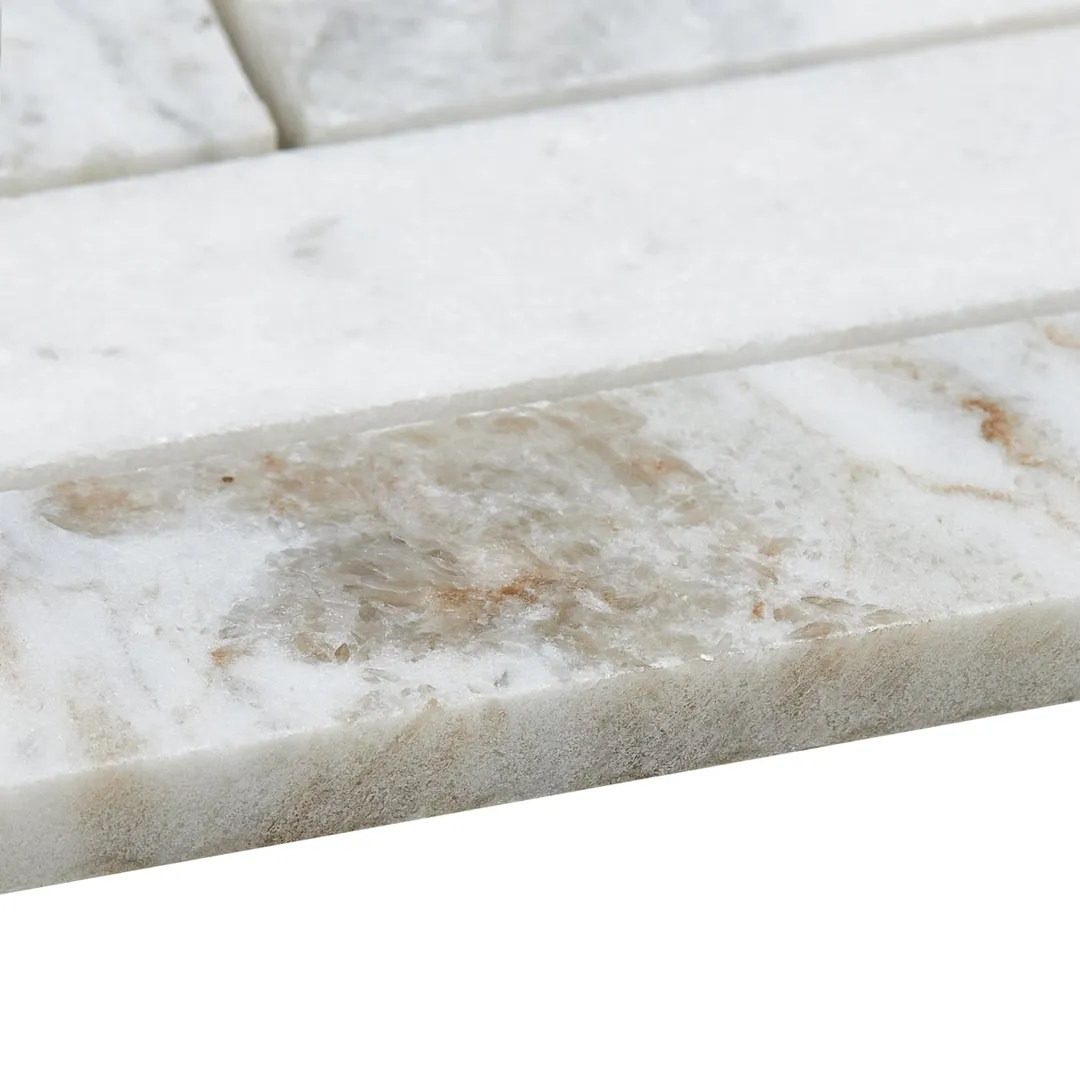 American Olean Genuine Stone White Ember 11-in x 12-in Honed Marble Herringbone Floor and Wall Mosaic Tile (0.67-sq ft per Piece), photo 8 of 9