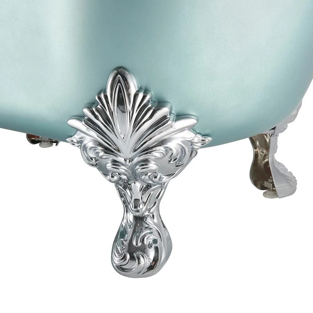 59 in. Fiberglass Double Slipper Clawfoot Non-Whirlpool Bathtub in Matte Lichen Green, photo 7 of 11