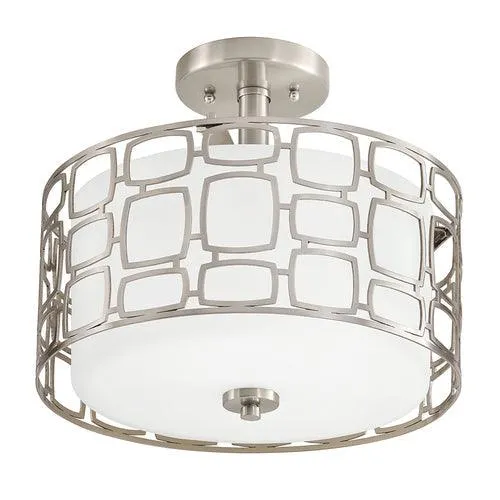Kichler Sabine 13-in Brushed Nickel Modern/Contemporary 2-Light Incandescent Semi-Flush Mount Light, photo 4 of 9