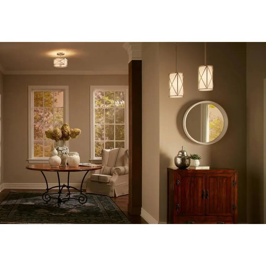 Kichler Edenbrook 11.38-in Brushed Nickel Modern/Contemporary Incandescent Semi-Flush Mount Light, photo 2 of 13