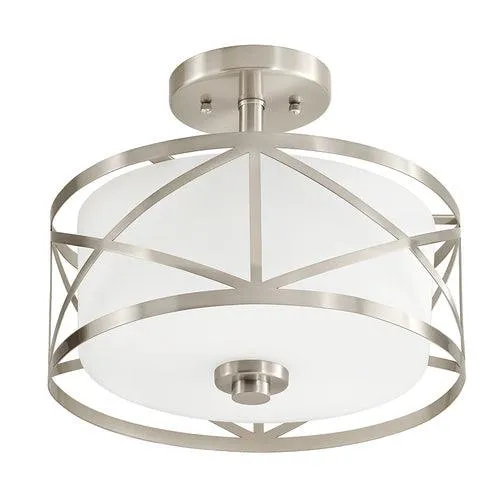 Kichler Edenbrook 11.38-in Brushed Nickel Modern/Contemporary Incandescent Semi-Flush Mount Light, photo 5 of 13