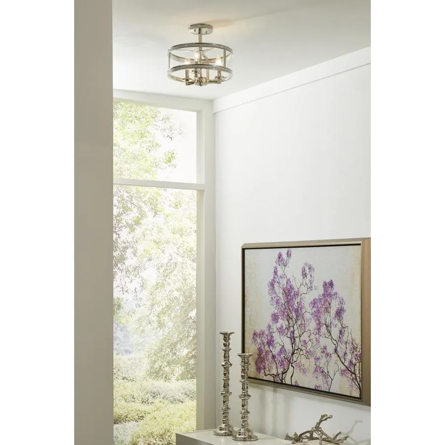 Kichler Angelica 13-in Polished Nickel Modern/Contemporary 3-Light Semi-Flush Mount Ceiling Light, photo 3 of 7