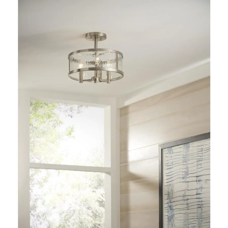 Kichler Marita 13-in Brushed Nickel Coastal Incandescent Semi-Flush Mount Light, photo 3 of 14