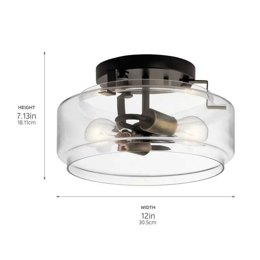 Kichler Alamosa 12-in Olde Bronze Farmhouse Incandescent Flush Mount Light, photo 4 of 11