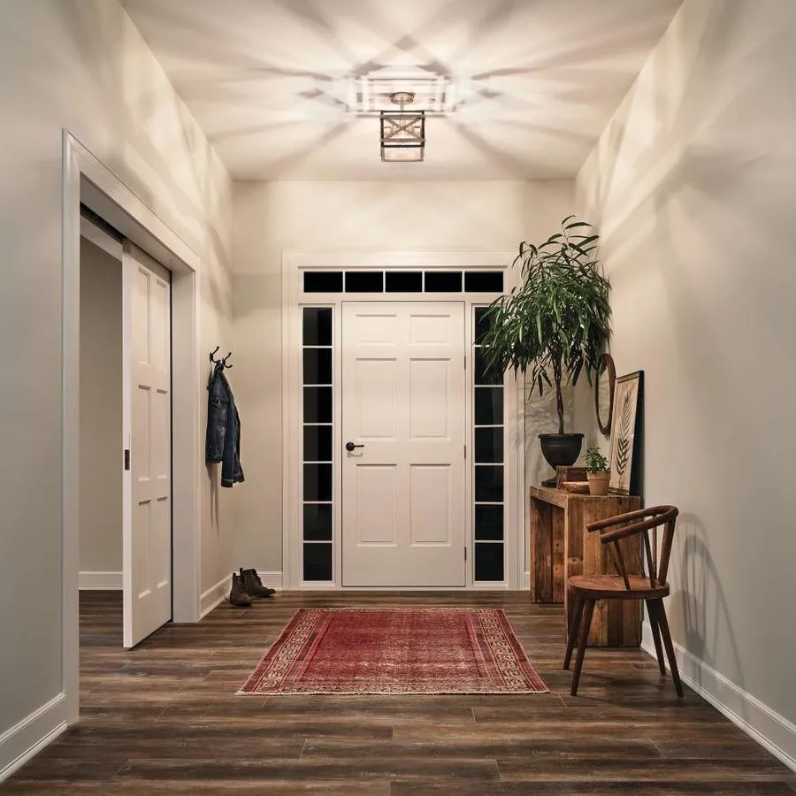Kichler Stetton 10.31-in Anvil Iron & Distressed Antique Gray 3-Light Semi-Flush Mount Ceiling Light, photo 3 of 9