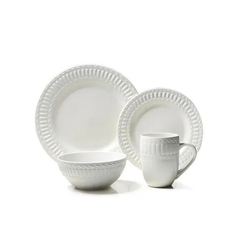16-Piece Casual Off White Stoneware Dinnerware Set (Service for 4)
