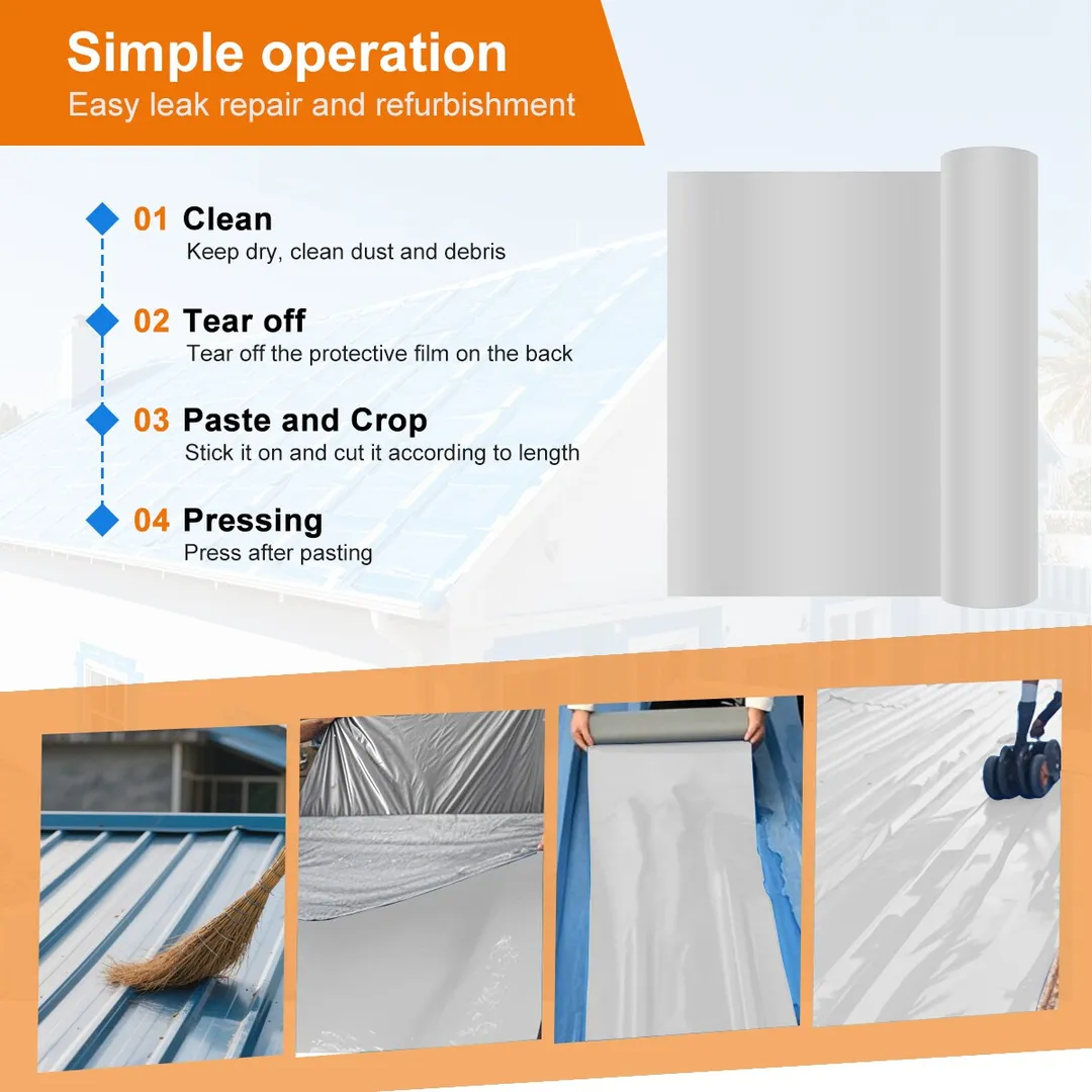 Agfabric Industrial Roof Waterproof Tape, Silver Roll Roofing, 0.98-ft W x 32.81-ft L (32.3-sq ft), photo 5 of 6