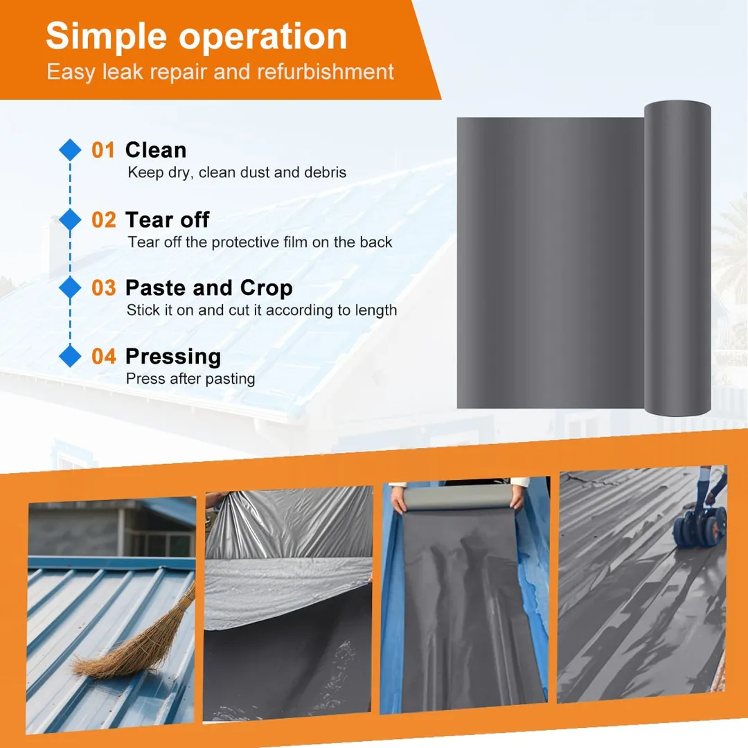 Agfabric Industrial Roof Waterproof Tape, Gray Roll Roofing, 0.98-ft W x 16.4-ft L (16.14-sq ft), photo 5 of 6