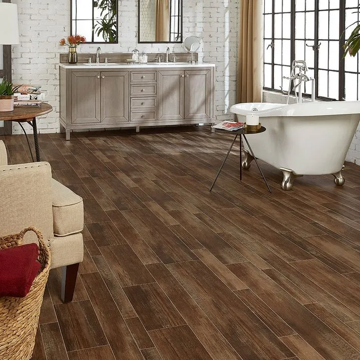 Style Selections Rivers Edge Mixed Tile 9.84-mil x 12-ft W Waterproof Cut-to-length Vinyl Sheet Flooring, photo 3 of 3