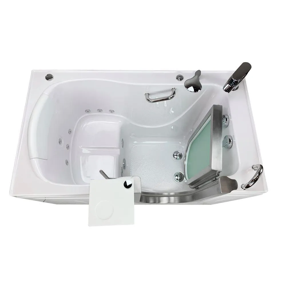 Ella Elite 52 in. Acrylic Walk-In Whirlpool Bathtub, Right-Hand Door, White, 2-Piece Fast Fill Faucet, 2 in. Dual Drain, photo 9 of 16