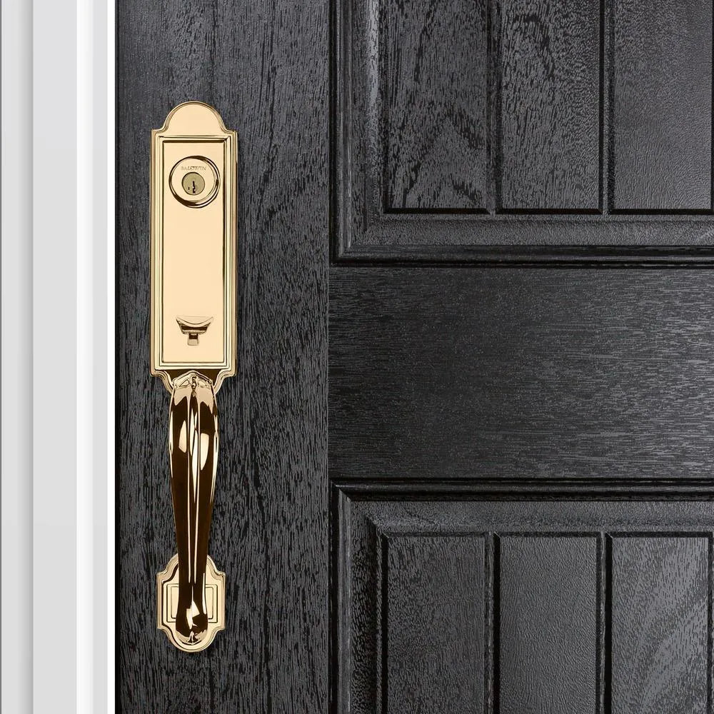 Prestige Avendale Single Cylinder Lifetime Polished Brass Door Handleset with Alcott Door Knob feat SmartKey Security, photo 10 of 11