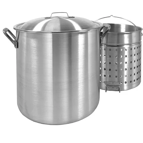 80 qt. Aluminum Stock Pot in Silver with Lid