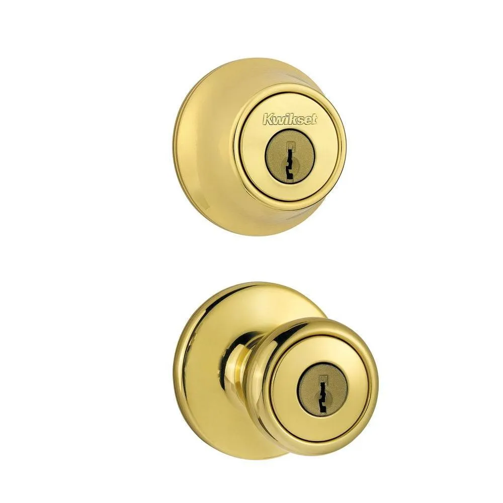 Kwikset Tylo Satin Chrome Entry Door Knob and Single Cylinder Deadbolt Combo Pack, photo 8 of 8
