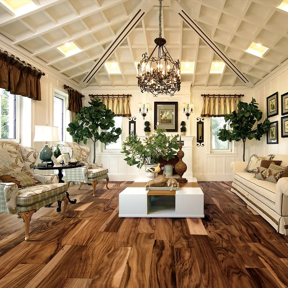 allen + roth Natural Acacia 3/8-in T x 5-in W Handscraped Engineered Hardwood Flooring ( 32.29-sq ft / Carton ), photo 4 of 9