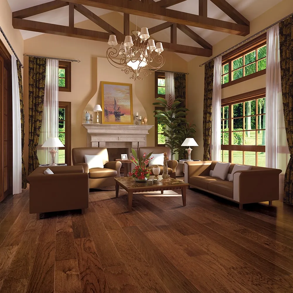 allen + roth Nutmeg Hickory 3/8-in T x 5-in W Handsculpted Engineered Hardwood Flooring ( 32.29-sq ft / Carton ), photo 5 of 8