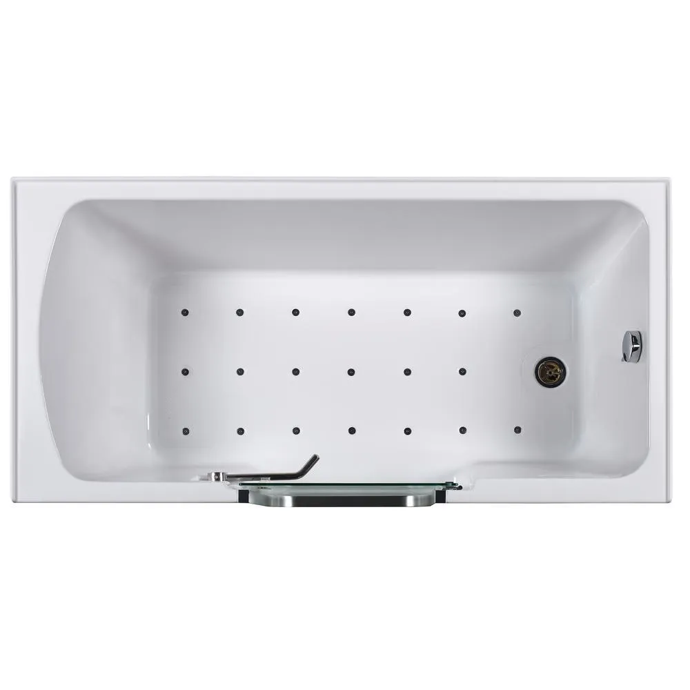 Ella Laydown 60 in. Walk-in Air Bath Bathtub in White with RHS Hinged Middle Glass Door, Glass Door Screen, 2 in. RHS Drain, photo 2 of 4