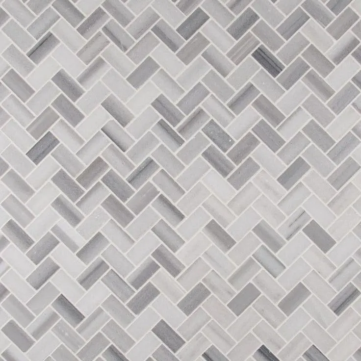 MSI Bergamo Herringbone 12 in. x 12 in. x 10 mm Polished Marble Mesh-Mounted Mosaic Tile (10 sq. ft. / case), photo 4 of 8