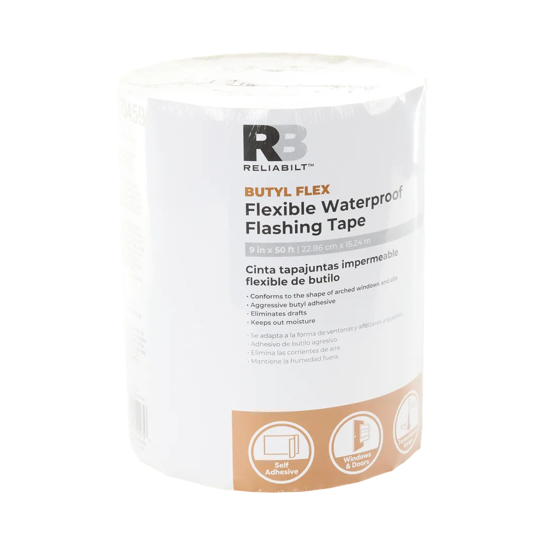 RELIABILT Butyl Flex 9-in x 50-ft White Self-Adhesive Butyl Rubber Waterproof Flashing Tape Roll, photo 4 of 5