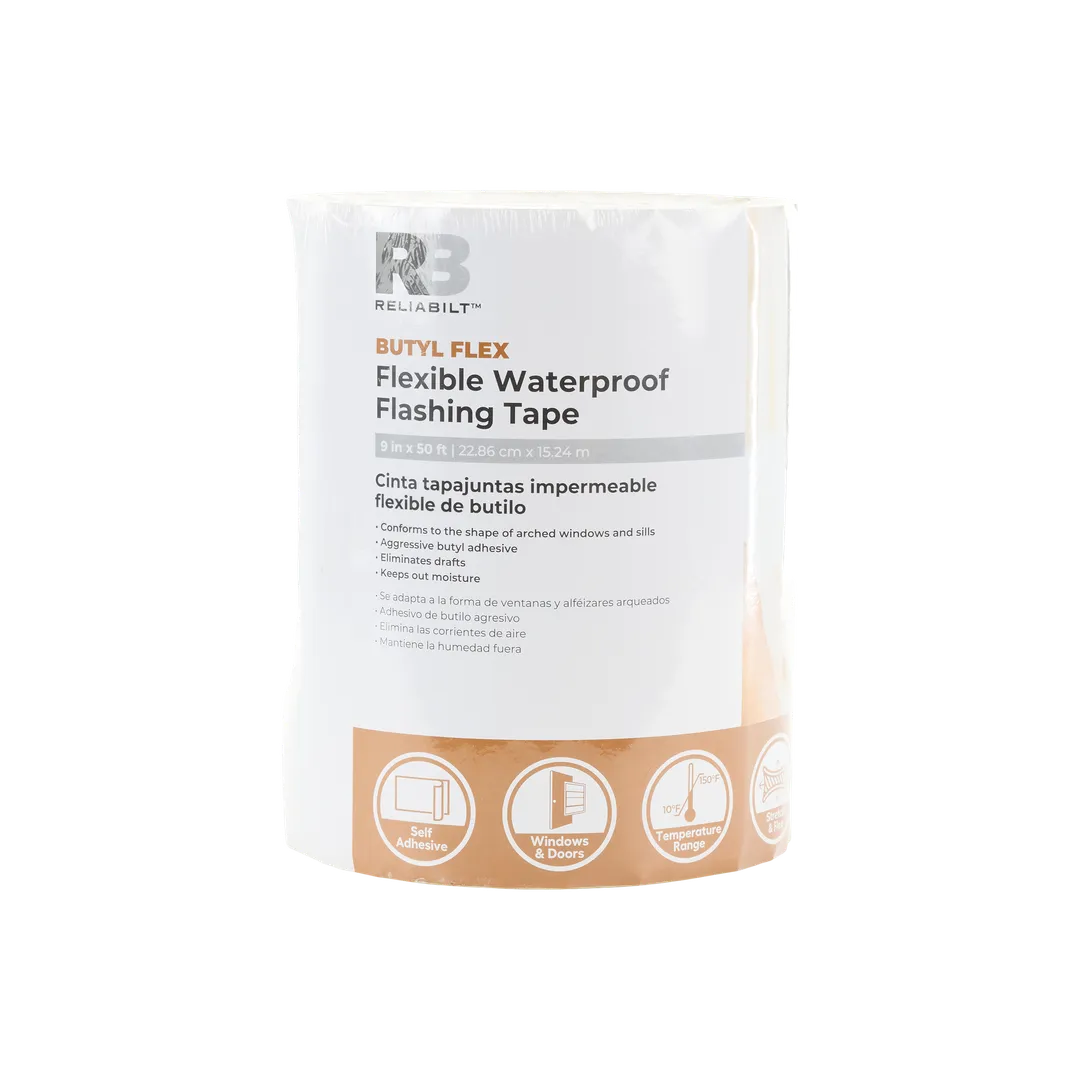 RELIABILT Butyl Flex 9-in x 50-ft White Self-Adhesive Butyl Rubber Waterproof Flashing Tape Roll, photo 2 of 5