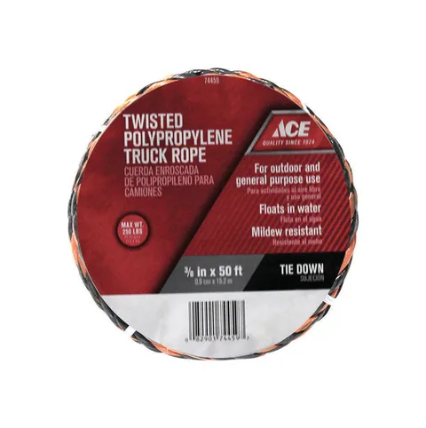 3/8 in deep · 50 ft long Black/Orange Twisted Poly Truck Rope