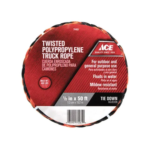 1/2 in × 50 ft Black/Orange Twisted Polypropylene Truck Rope