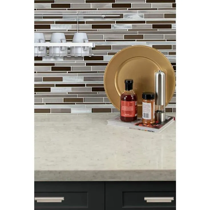 MSI Madison Avenue Interlocking 12 in. x 12 in. x 8mm Glass Metal Mosaic Wall Tile (1 sq. ft.), photo 8 of 8