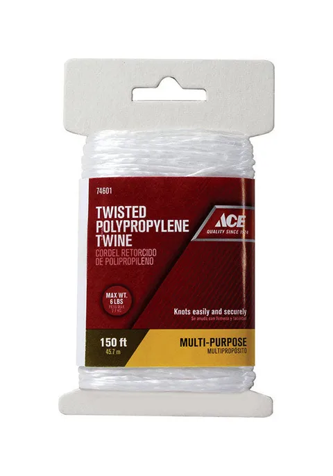 150 ft White Twisted Polypropylene Twine, 6 lb Max Wt
