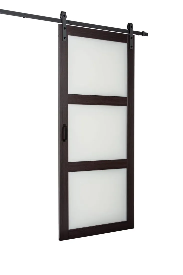 RELIABILT 36-in x 84-in Espresso Frosted Glass Mdf Single Barn Door (Hardware Included), photo 6 of 6