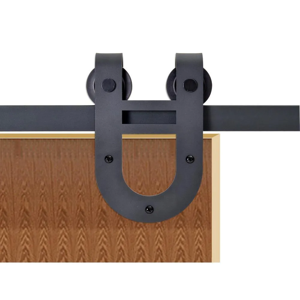 CALHOME 72 in. Antique Bronze Rustic Horseshoe Barn Style Sliding Door Track and Hardware Set, photo 6 of 6