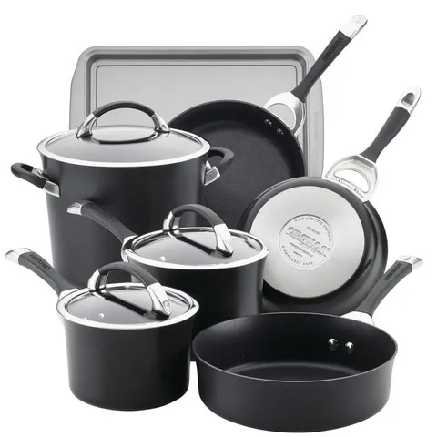 Symmetry 9-Piece Hard-Anodized Aluminum Nonstick Cookware Set in Black