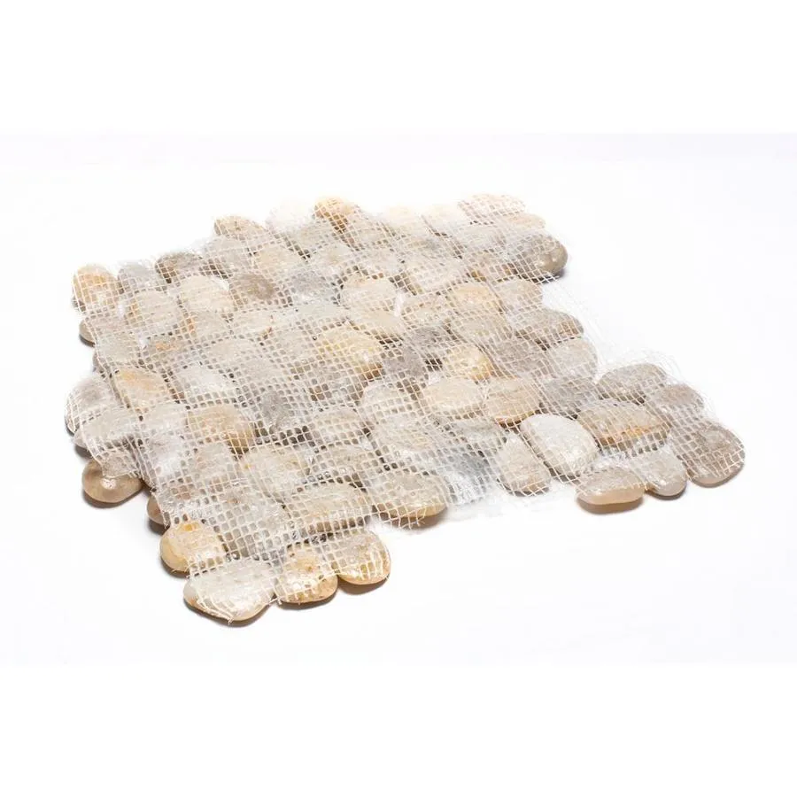 Rain Forest polished pebble tiles 5-Pack White 12-in x 12-in Polished Natural Stone Pebble Mosaic Floor Tile, photo 2 of 4