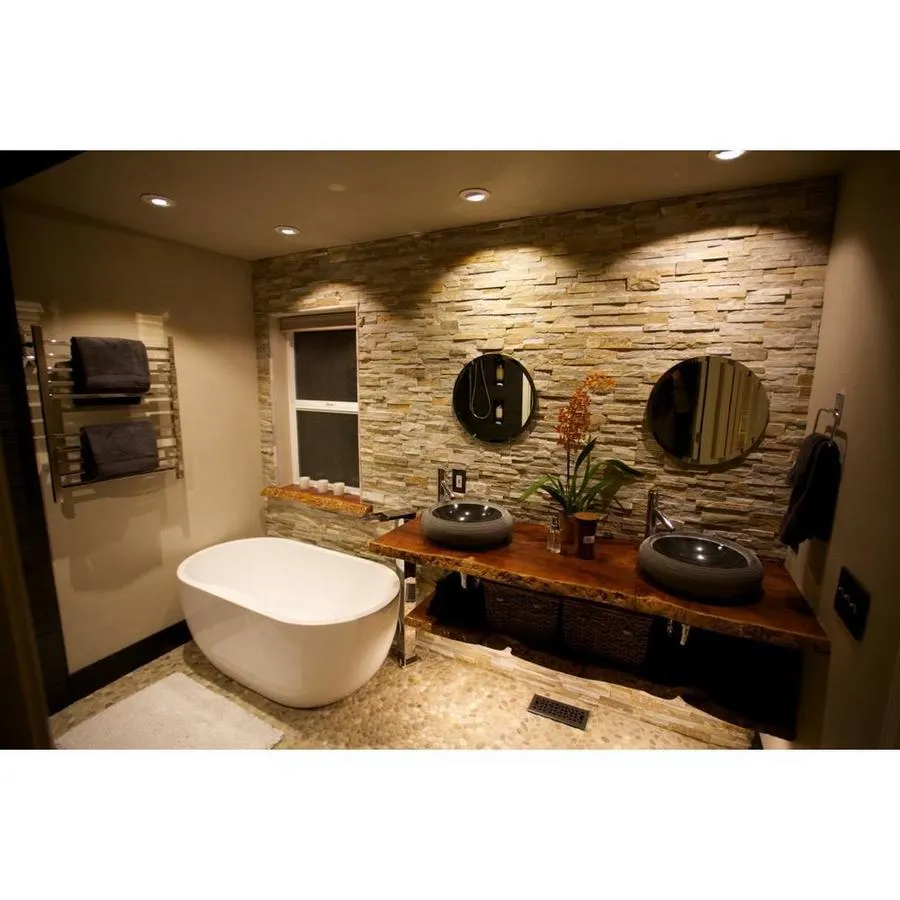 Rain Forest polished pebble tiles 5-Pack White 12-in x 12-in Polished Natural Stone Pebble Mosaic Floor Tile, photo 3 of 4